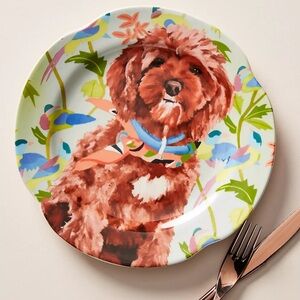 Fluffy Dog Plate Anthropologie Jay McClellan Studio Bone Appetit Dessert Plate
